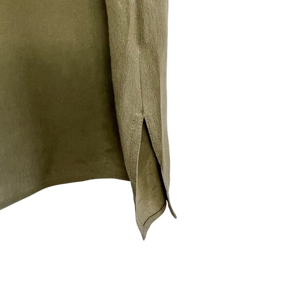 THEORY Damaris Summer Silk Tunic • Long Sleeve Mandarin Collar • L • Light Olive - Picture 14 of 16